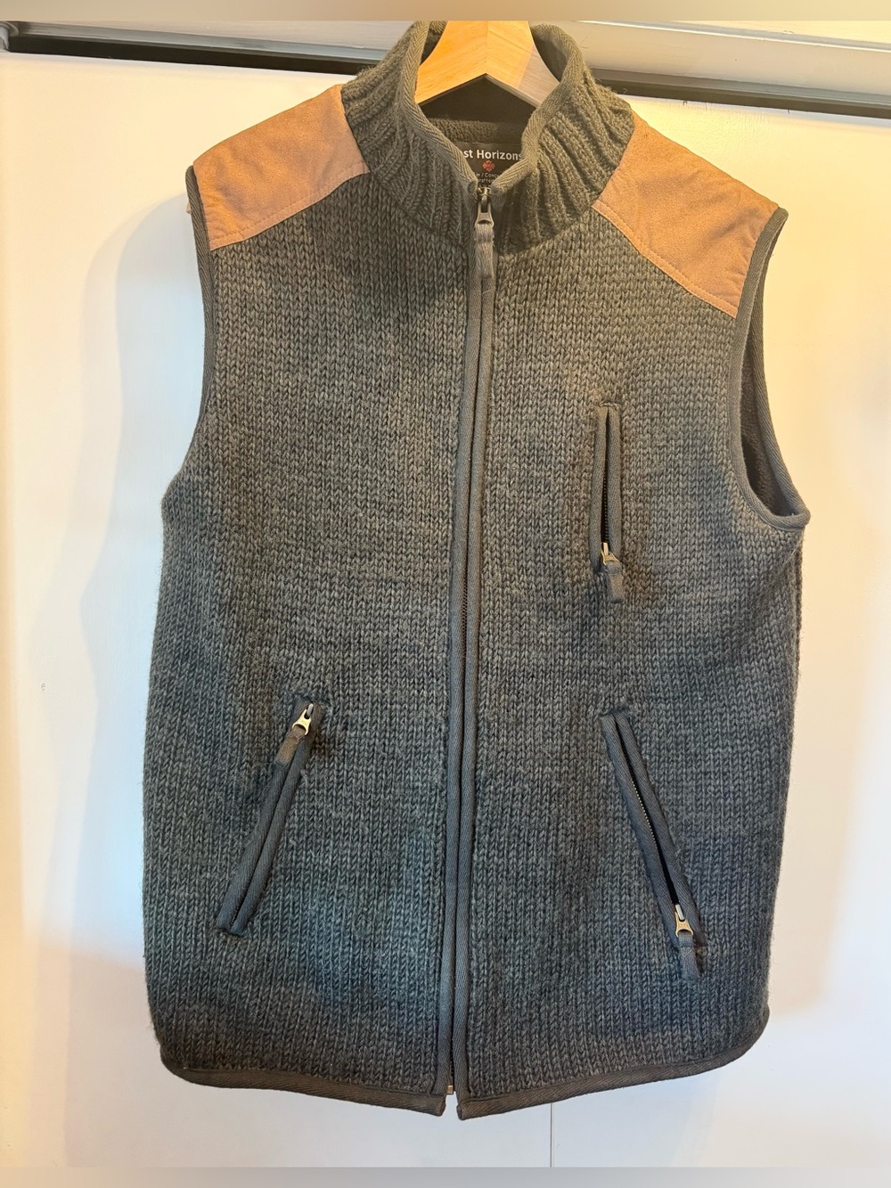 Lost Horizons Yale Vest - 100% Wool Vest -  Dark Natural Colour